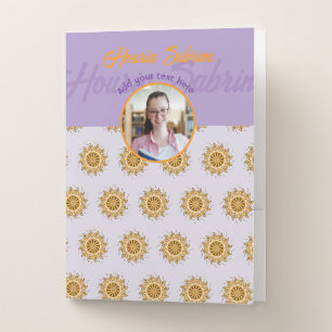 Modern 3D Blush Orange Floral Mandala Doodle Photo Pocket Folder