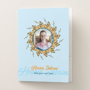 Modern 3D Blush Orange Floral Mandala Doodle Photo Pocket Folder
