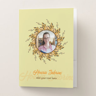 Modern 3D Blush Orange Floral Mandala Doodle Photo Pocket Folder