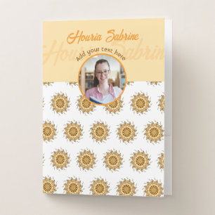 Modern 3D Blush Orange Floral Mandala Doodle Photo Pocket Folder