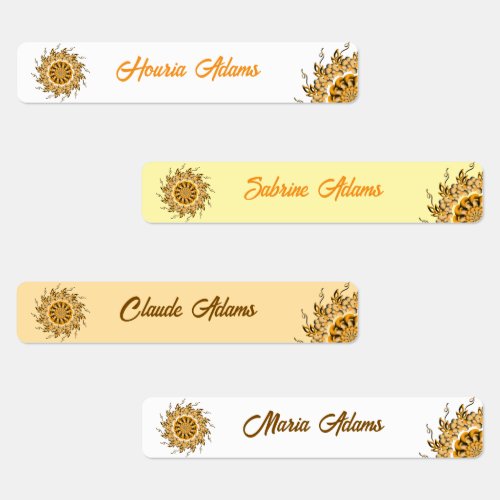 Modern 3D Blush Orange Floral Mandala Iron labels