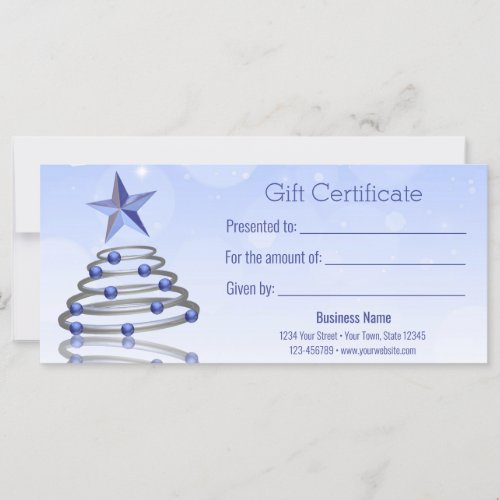Modern 3D Chrome Christmas Tree Gift Certificate