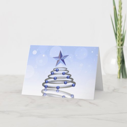 Modern 3D Chrome Christmas Tree Holiday Card