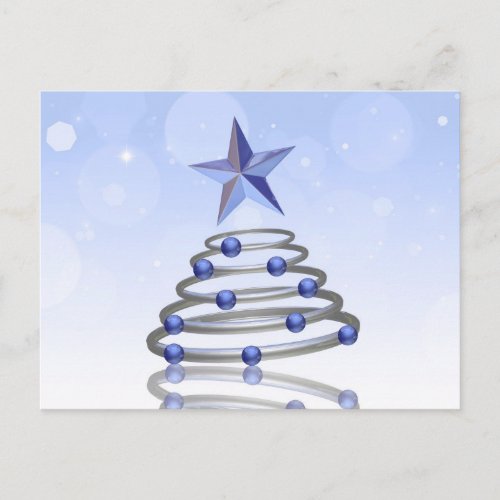 Modern 3D Chrome Christmas Tree Holiday Postcard