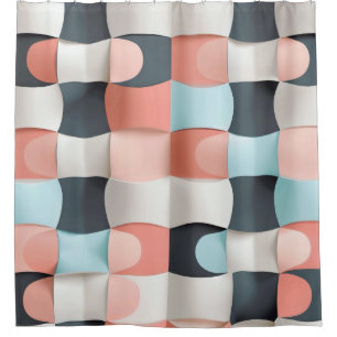 Modern 3D Curved Geometric Illusion Pattern Shower Curtain