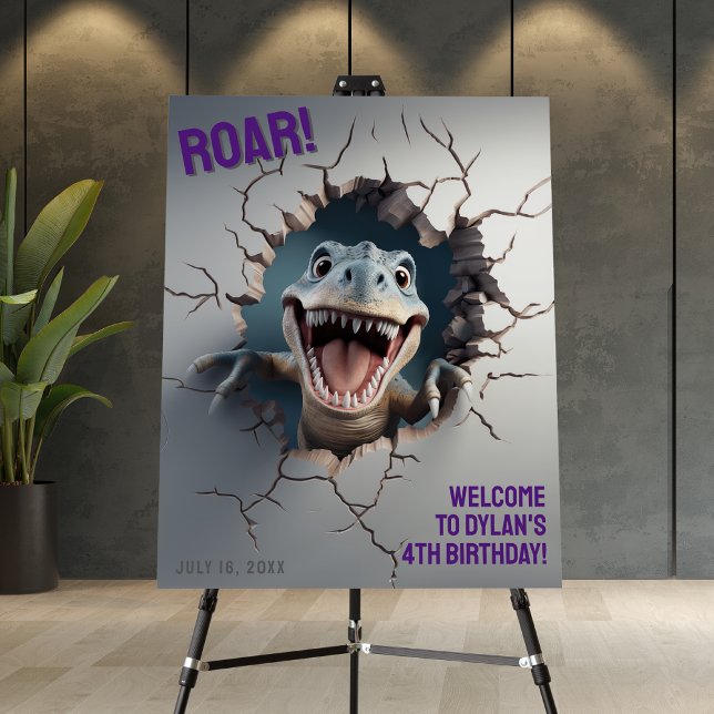 Modern 3D Dinosaur Birthday Welcome Foam Board (Creator Uploaded)