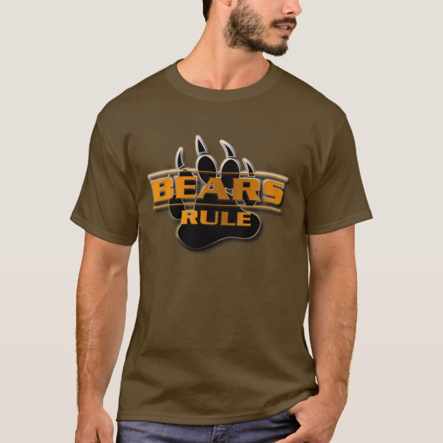 Modern 3D effect Design Bears Rule Bear Paw T-Shirt (Front)