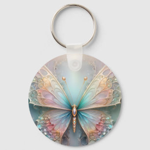 Modern 3D Fractal Pastel Butterfly, Keychain