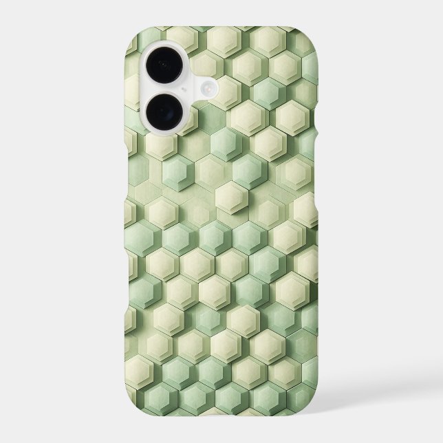 Modern 3D Geometric Hexagon Pattern - Elegant Mint Iphone Case (Back)