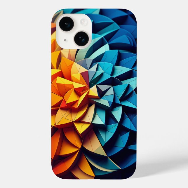 Modern 3D Geometric Lotus Phone Case Vibrant Blue (Back)
