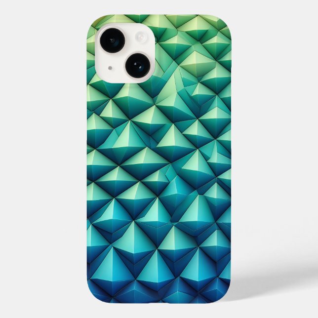 Modern 3D Geometric Pyramid Phone Case - Teal and  (Back)