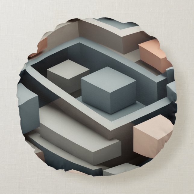 Modern 3D geometrical design Sleek  Round Pillow (Front)