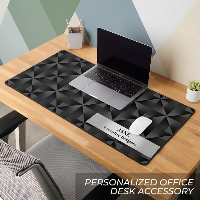 Modern 3D Gradient Black Diamond Geometric Design  Desk Mat (Creator Uploaded)