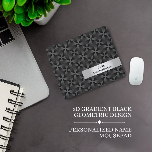 Modern 3D Gradient Black Diamond Geometric Pattern Mouse Pad (Creator Uploaded)