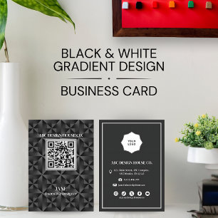 Modern 3D Gradient Black Professional QR Code  Business Card