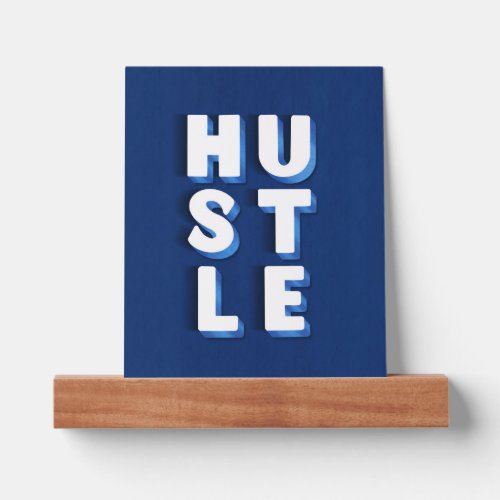 Modern 3D HUSTLE Blue Navy handwritten Decoration Picture Ledge