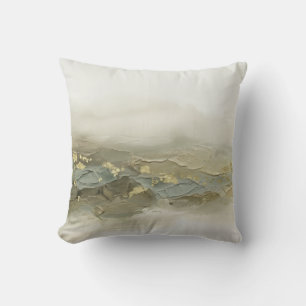 Modern 3D Impasto Sage Olive Green Gold Throw Pillow