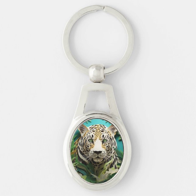 Modern 3D Leopard Animal Lover  Keychain (Front)