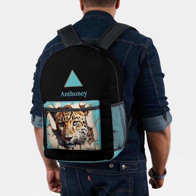 Modern 3D Leopard  Customizable Name  Printed Backpack (Insitu (Model))