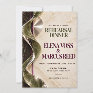 Modern 3D Marble Rehearsal Dinner Invitation