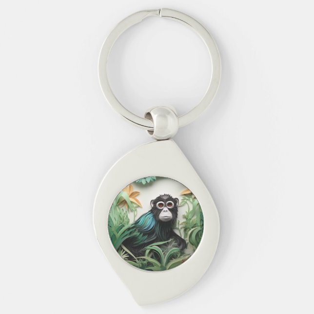Modern 3D Monkey Animal Lover  Keychain (Front)