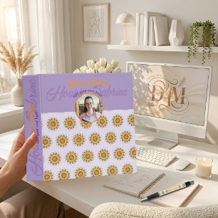 Modern 3D Orange Blush Floral Mandala Doodle Photo 3 Ring Binder