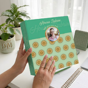 Modern 3D Orange Blush Floral Mandala Doodle Photo 3 Ring Binder