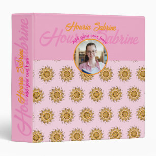 Modern 3D Orange Blush Floral Mandala Doodle Photo 3 Ring Binder