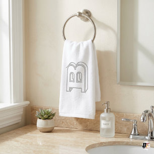 Modern 3D Outline Monogram Custom Letter Hand Towel