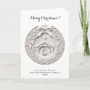 Modern 3D papercut Nativity Christmas Card