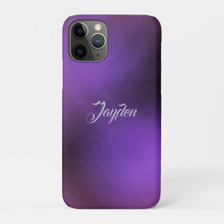 Modern 3D Purple Abstract Geometric Custom Name iPhone 11 Pro Case