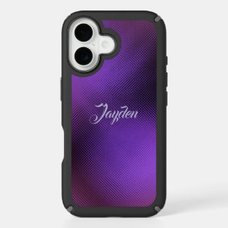 Modern 3D Purple Abstract Geometric Custom Name iPhone 16 Case