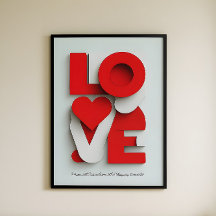 Modern 3D Red and White LOVE Typography Abstract