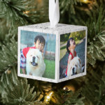 Modern 3d Shape Custom Family Photo Cube Ornament