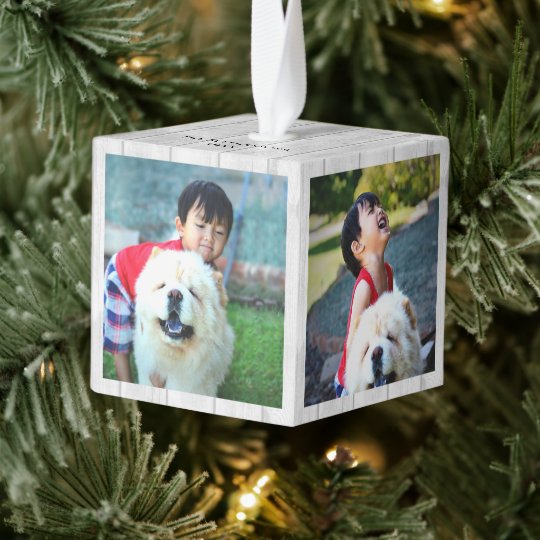 Modern 3d Shape Custom Family Photo Cube Ornament Zazzle Com
