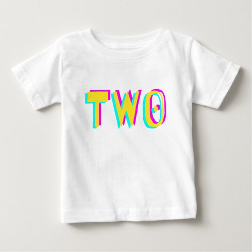 Modern 3D Two Yellow Second Birthday Baby T_Shirt