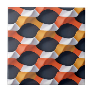 Modern 3D Wave Geometric Pattern in Bold Colors Ceramic Tile