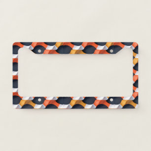 Modern 3D Wave Geometric Pattern in Bold Colors License Plate Frame