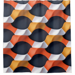 Modern 3D Wave Geometric Pattern in Bold Colors Shower Curtain