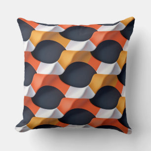 Modern 3D Wave Geometric Pattern in Bold Colors Throw Pillow