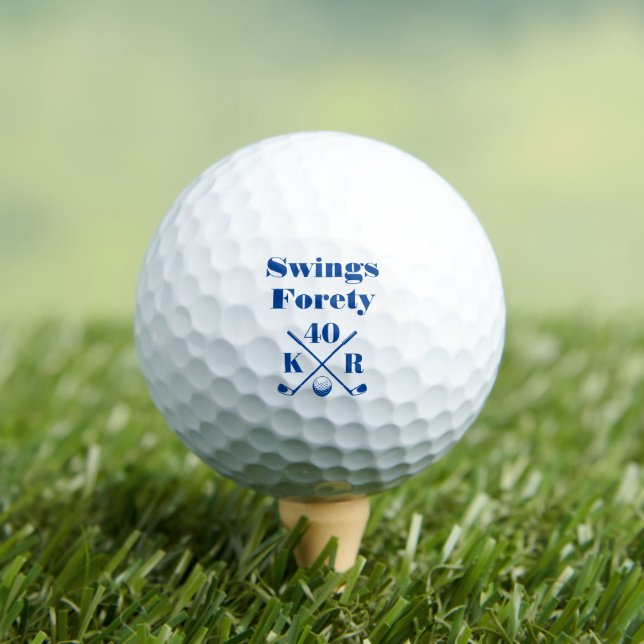 Modern 40 50 60 Birthday Golf Monogram Dark Blue Golf Balls (Insitu Tee)