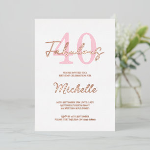 Modern 40 and Fabulous 40th Birthday Party Foil Invitation