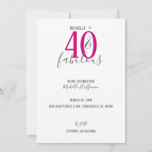 Modern 40 and Fabulous Birthday Party Invitations