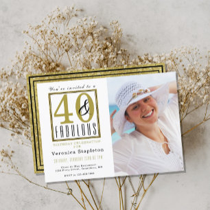 Modern 40 & Fabulous 40th Birthday Party Invitation