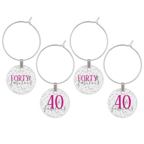 Modern 40  Fabulous Birthday Confetti Wine Charms