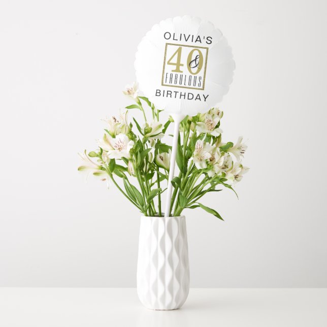 Modern 40 & Fabulous Birthday Party Celebration Balloon (Vase)