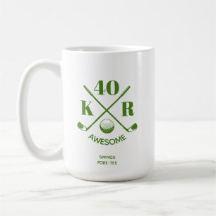 Modern 40th 50th 60th Birthday Golf Monogram Golf Coffee Mug