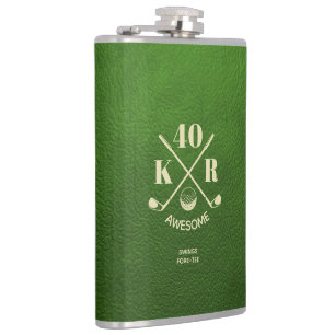 Modern 40th 50th 60th Birthday Golf Monogram Golf Flask