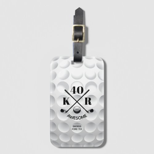 Modern 40th 50th 60th Birthday Golf Monogram Golf Luggage Tag