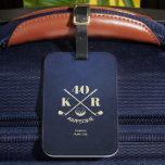 Modern 40th 50th Birthday Father's day Golf Dad Luggage Tag<br><div class="desc">Swing into a modern celebration with our customizable Modern 40th, 50th, or 60th Birthday Golf luggage tag Monogram on the blue leather background. Personalize the age number or year, monogram initials, and keep or replace the word "Awesome" to create a unique keepsake. Whether he's turning 40, 50, or 60, 70-99,...</div>